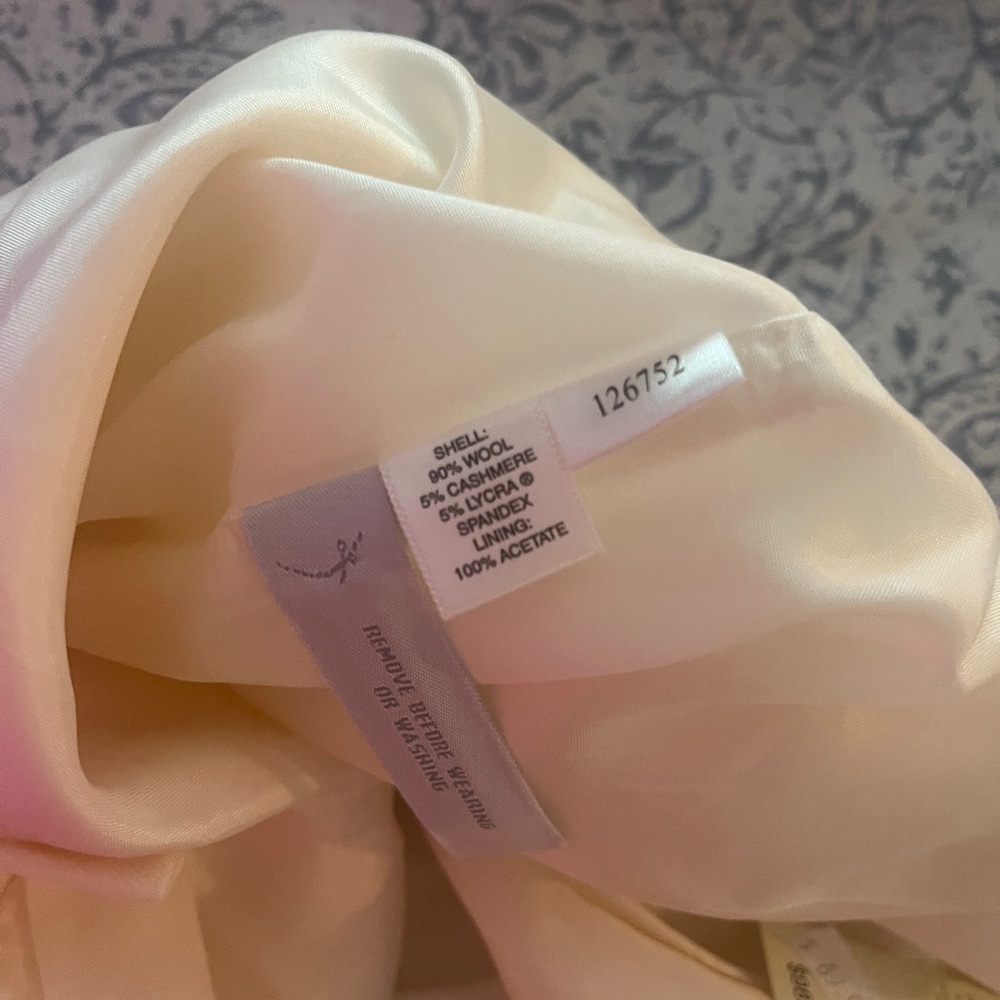 Ann Taylor Wool Cashmere Blend Wide Leg Trousers Pants Ivory Cream Size 4 - Picture 3 of 4